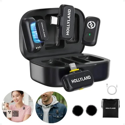 Microfone sem fio Hollyland Lark A1 Combo preto