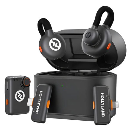 Microfone Hollyland Lark M2s Ultimate Combo sem fio preto
